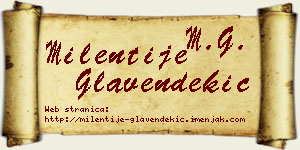 Milentije Glavendekić vizit kartica